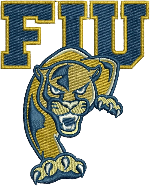 Florida International University Logo Embroidery Design embroidery design shown stitched on fabric