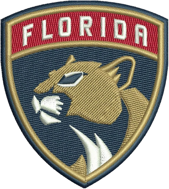 Florida Panthers Logo Embroidery Design embroidery design shown stitched on fabric