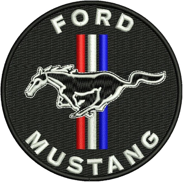 Ford Mustang Logo 2 Embroidery Design embroidery design shown stitched on fabric
