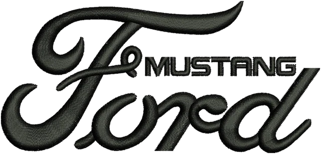 Diseño de bordado Ford Mustang logotipo sobre tela