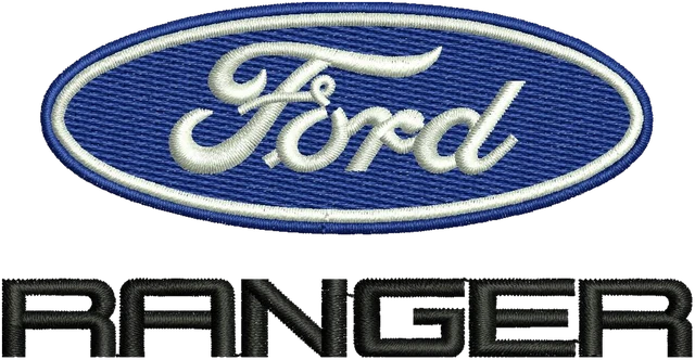 Ford Ranger Logo Embroidery Design embroidery design shown stitched on fabric