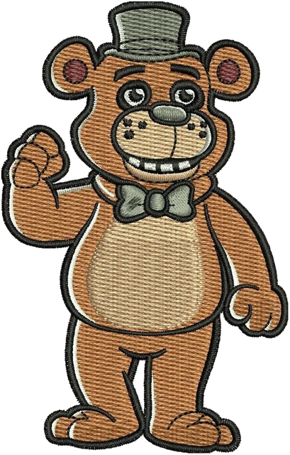 Freddy Fazbear Full-Body Thumbs Up embroidery design shown stitched on fabric
