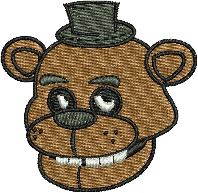 Ricamo Disegno da ricamo viso Freddy Fazbear cappello nero su tessuto