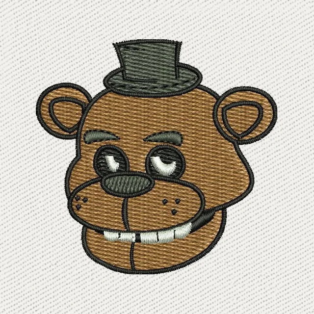 Freddy Fazbear Face Black Top Hat Embroidery Design