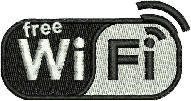 Motif de broderie Logo Wi-Fi gratuit brodé sur tissu