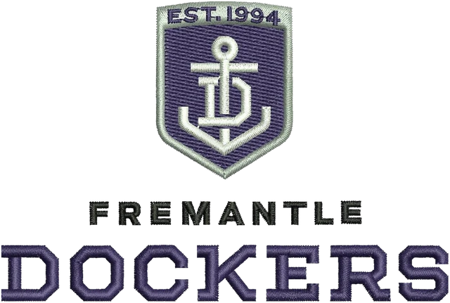 Fremantle Football Club Logo Embroidery Design embroidery design shown stitched on fabric