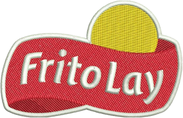 Motif de broderie Frito Lay logo d'entreprise alimentaire brodé sur tissu