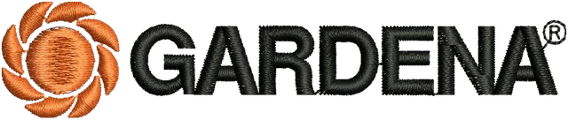 Ricamo Disegno da ricamo logo Gardena fiore arancione su tessuto