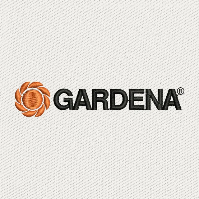 Gardena Orange Flower Wordmark Embroidery Design