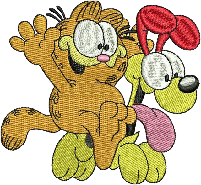 Ricamo Garfield animato 5 su tessuto