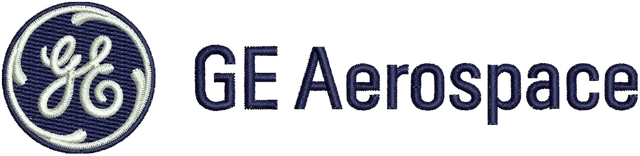 GE Aerospace Logo Embroidery Design embroidery design shown stitched on fabric