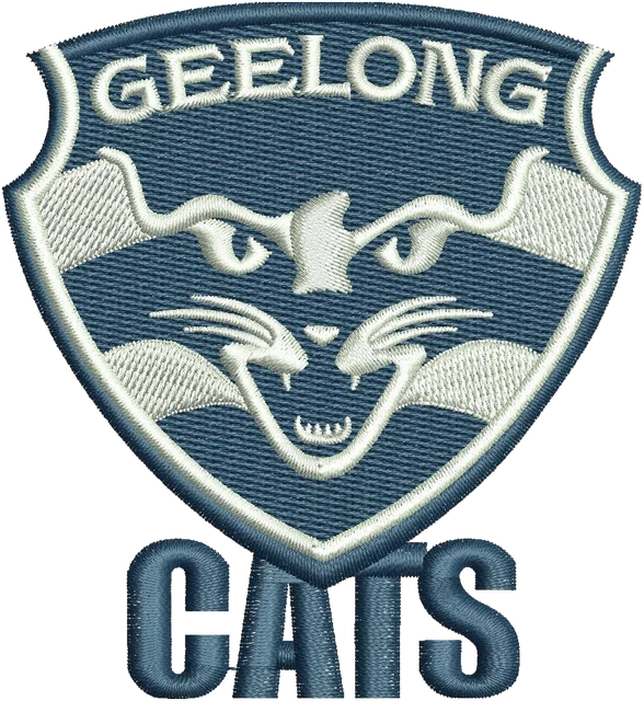Geelong Football Club Logo Embroidery Design embroidery design shown stitched on fabric