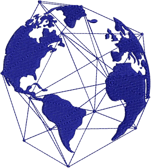 Ricamo Mappa del mondo geometrica su tessuto