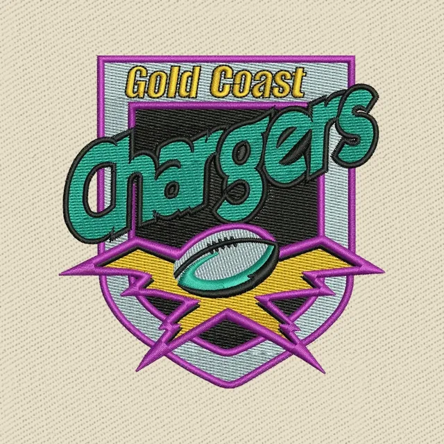 Gold Coast Chargers Rugby League Club Logo Embroidery Design