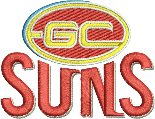 Stickdatei Gold Coast Suns Logo 2 Stickdatei auf Stoff gestickt