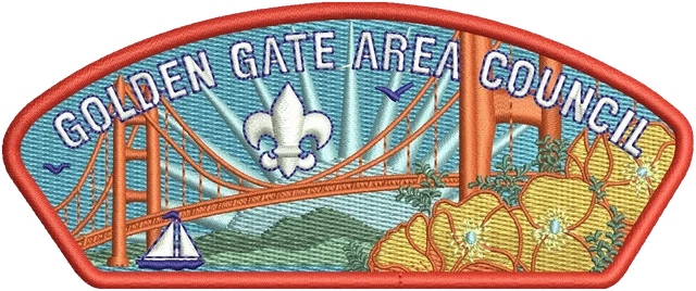 Golden Gate Area Council Scout Patch Embroidery Design embroidery design shown stitched on fabric