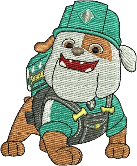 Diseño de bordado Grandpa Gravel de Paw Patrol sobre tela