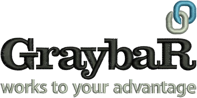 Graybar Logo Embroidery Design embroidery design shown stitched on fabric