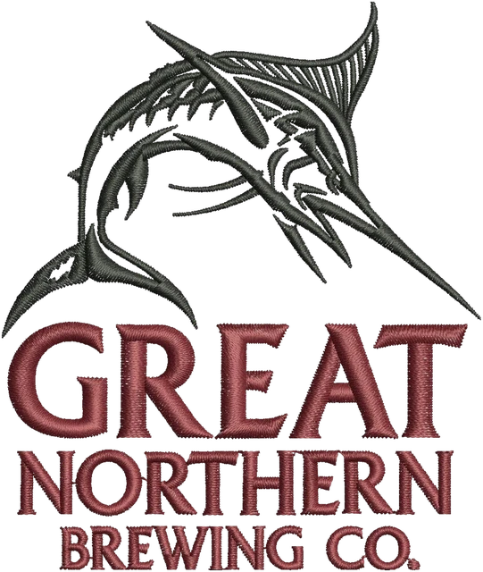 Diseño de bordado Great Northern logotipo de cerveza sobre tela