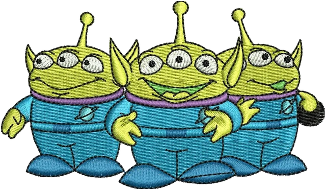 Ricamo Alieni verdi di Toy Story su tessuto
