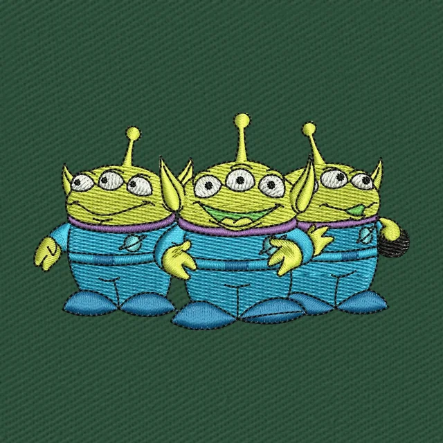 Green Aliens Toy Story Embroidery Design