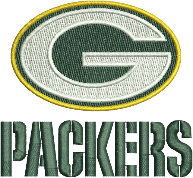 Green Bay Packers Alternate Logo Embroidery Design embroidery design shown stitched on fabric