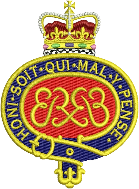 Stickdatei Grenadier Guards Abzeichen mit Krone auf Stoff gestickt