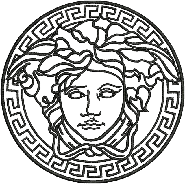 Gucci Versace Medusa Logo 2 Embroidery Design embroidery design shown stitched on fabric