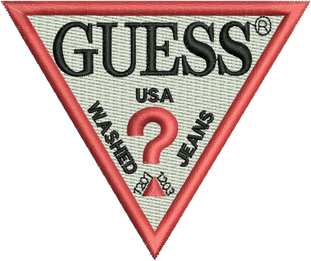 Guess Logo Embroidery Design embroidery design shown stitched on fabric