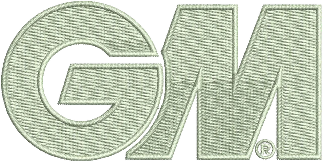Gunn & Moore GM Cricket Logo Embroidery Design embroidery design shown stitched on fabric