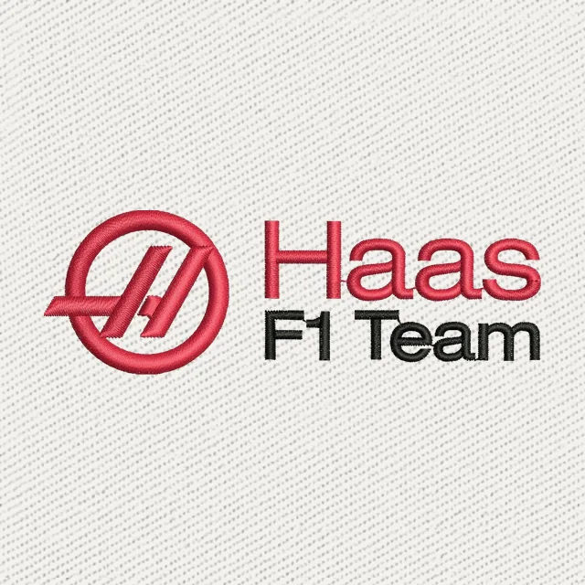 Haas F1 Team Logo in Rot und Schwarz Stickdatei
