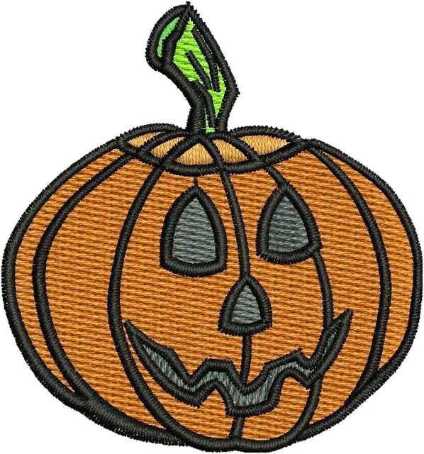 Halloween Pumpkin with a Zigzag Smile embroidery design shown stitched on fabric