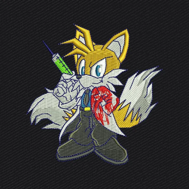 Diseño de bordado Tails de Halloween como científico loco