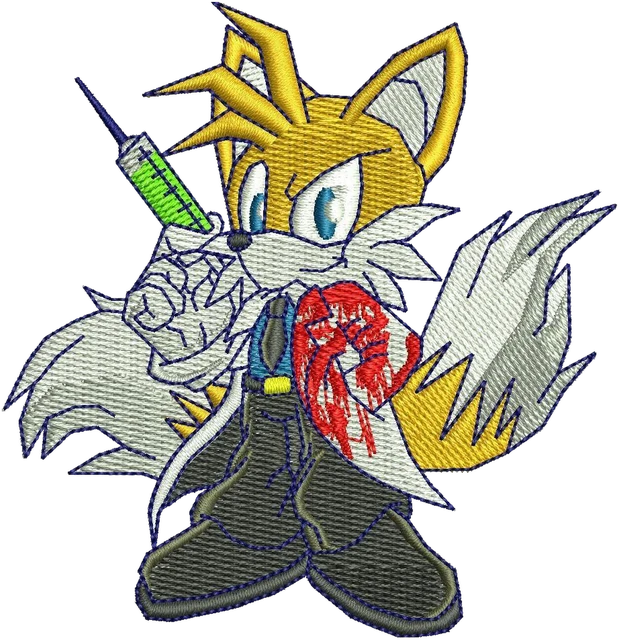 Halloween Tails Mad Scientist Costume embroidery design shown stitched on fabric