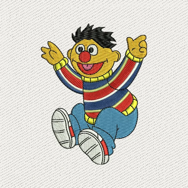 Ernie feliz saltando de dibujos animados