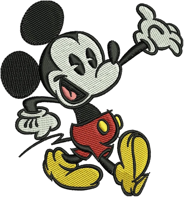 Ricamo Mickey Mouse di Disney cammina e saluta su tessuto