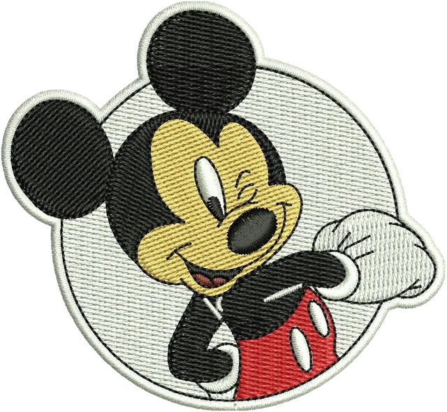 Diseño de bordado Feliz Mickey Mouse de Disney de dibujos animados sobre tela
