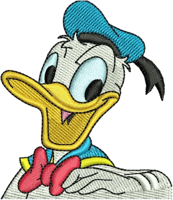 Happy Disney Donald Duck 10 Embroidery Design embroidery design shown stitched on fabric