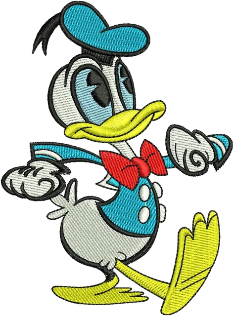Donald Duck Marching Sailor Pose embroidery design shown stitched on fabric
