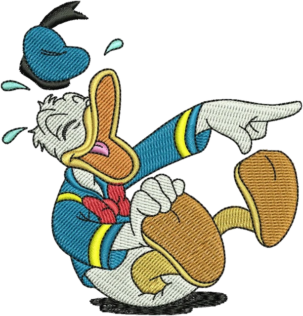 Stickdatei Happy Disney Donald Duck 9 Stickdatei auf Stoff gestickt