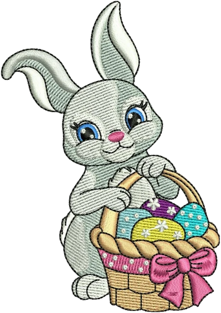 Diseño de bordado Conejo de Pascua feliz 2 sobre tela