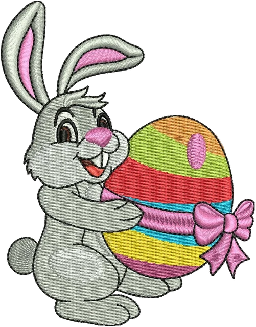 Stickdatei Happy Easter Bunny Stickdatei auf Stoff gestickt