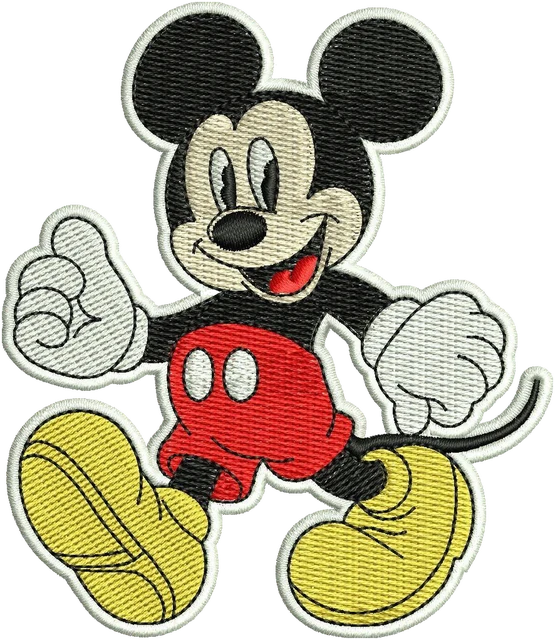 Mickey Mouse Walking Thumbs Up Embroidery Design embroidery design shown stitched on fabric