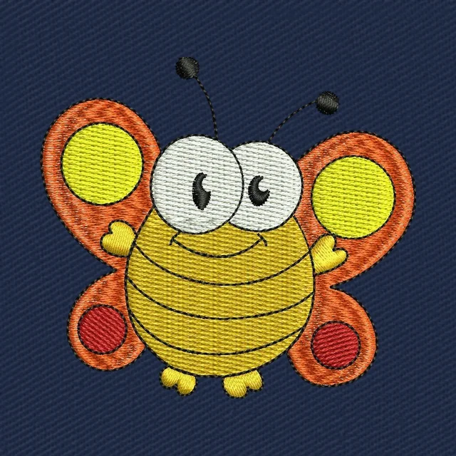 Happy Orange Butterfly Embroidery Design