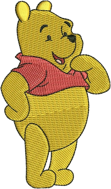 Winnie the Pooh Walking Happily embroidery design shown stitched on fabric