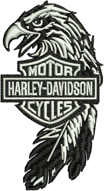 Harley Davidson Logo 3 Embroidery Design embroidery design shown stitched on fabric
