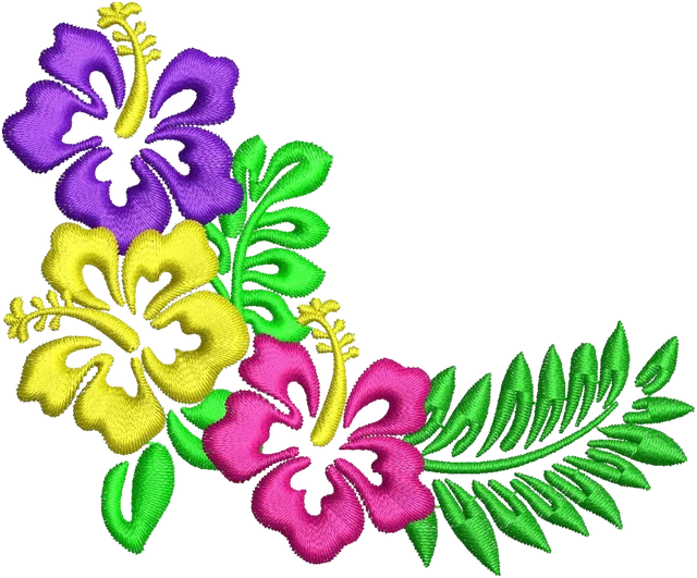 Hawaiian Flower Embroidery Design embroidery design shown stitched on fabric