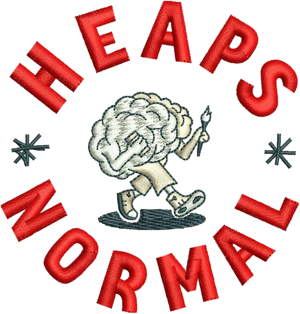 Ricamo Disegno da ricamo logo cervello che cammina Heaps Normal su tessuto