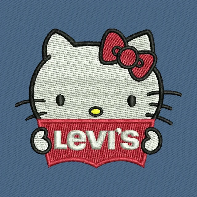 Hello Kitty with Levi's Logo Embroidery Design