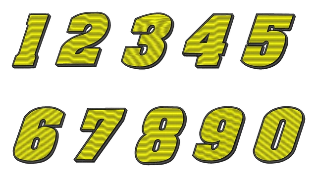 Stickdatei Hendrick Motorsports Font Numbers Stickdatei auf Stoff gestickt